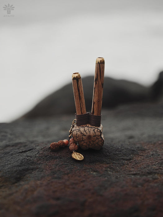 Sacred Vine ceremonial pipe with Rudraksha