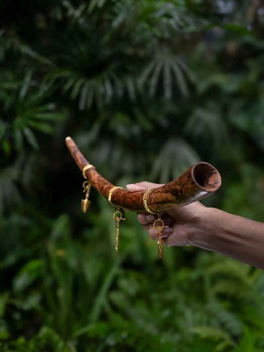 Handmade Balinese Ceremonial Wooden Pipe from Mango Root