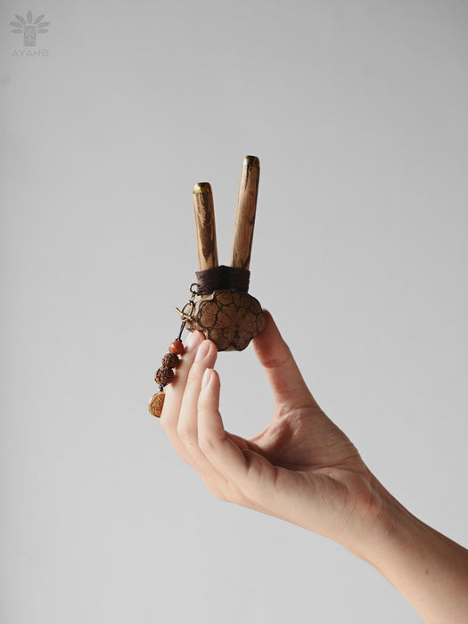 Sacred Vine ceremonial pipe with Rudraksha