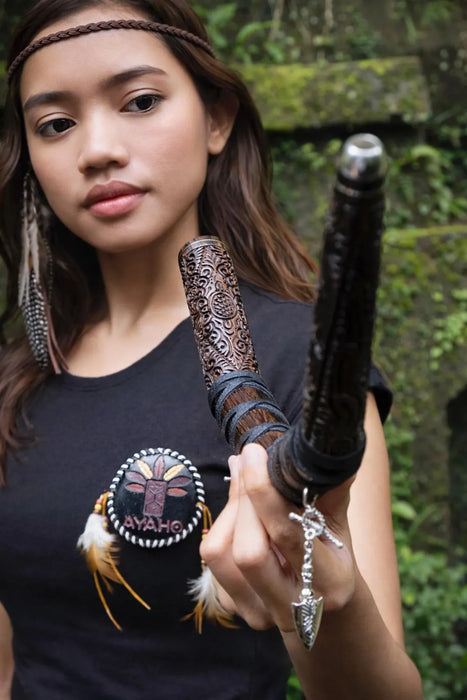 Rosewood Ceremonial Pipe with Ye Ming Zhu Stone | Pipe for Meditation
