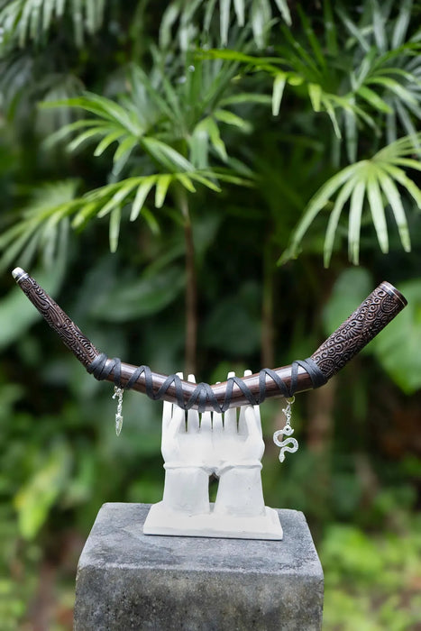 Rosewood Ceremonial Pipe with Ye Ming Zhu Stone | Pipe for Meditation