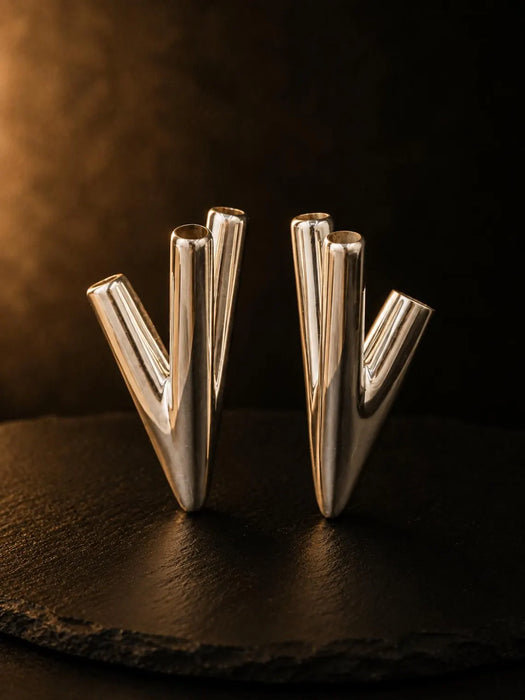 Silver Self-Applicator Pipe: Double-Channel Design - Handmade Bali Ritual Tool