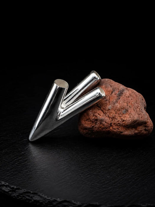 Silver Self-Applicator Pipe: Double-Channel Design - Handmade Bali Ritual Tool
