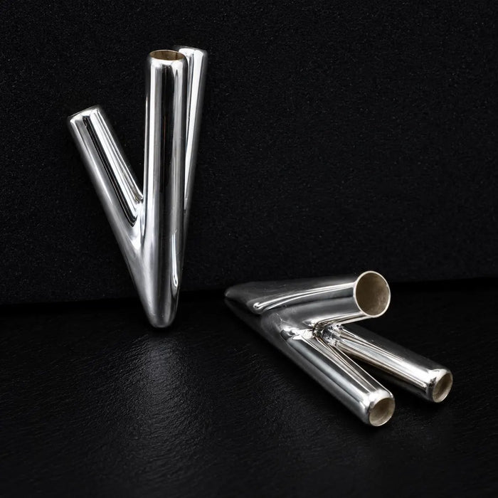 Silver Self-Applicator Pipe: Double-Channel Design - Handmade Bali Ritual Tool