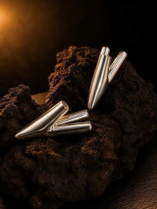 Silver Self-Applicator Pipe: Double-Channel Design - Handmade Bali Ritual Tool