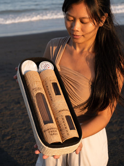 Bali Incense Gift Set with Stone Holder | 4 Shamanic Scents | Spiritual Ceremony Kit | Boho Home & Meditation