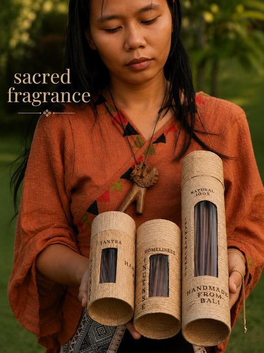 Bali Incense Gift Set with Stone Holder | 4 Shamanic Scents | Spiritual Ceremony Kit | Boho Home & Meditation
