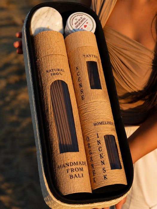 Bali Incense Gift Set with Stone Holder | 4 Shamanic Scents | Spiritual Ceremony Kit | Boho Home & Meditation