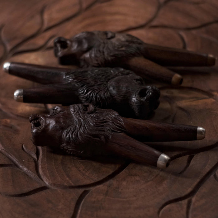 Lion Kuripe Pipe for Hape Snuff - Wooden Smoking Pipe Applicator - Shamanic Tools Double Kuripe for Sacred Herbal Medicine
