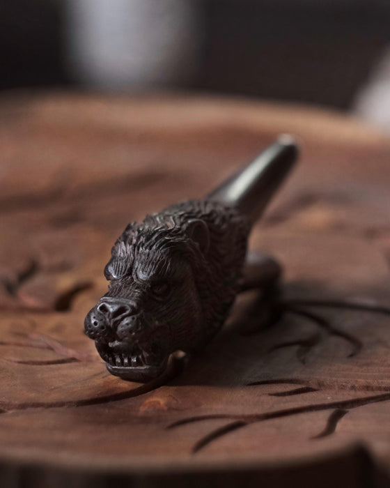 Lion Kuripe Pipe for Hape Snuff - Wooden Smoking Pipe Applicator - Shamanic Tools Double Kuripe for Sacred Herbal Medicine