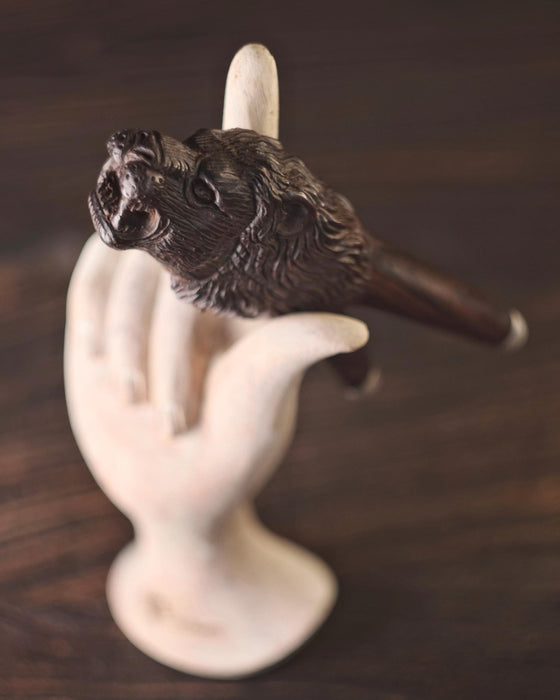 Lion Kuripe Pipe for Hape Snuff - Wooden Smoking Pipe Applicator - Shamanic Tools Double Kuripe for Sacred Herbal Medicine