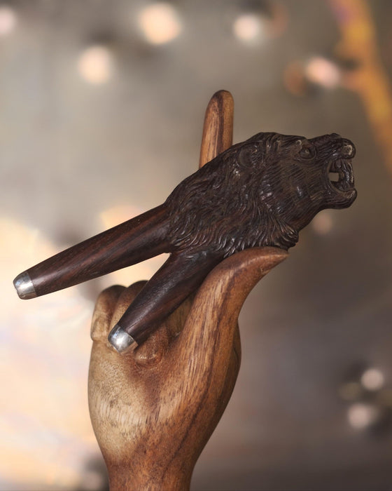 Lion Kuripe Pipe for Hape Snuff - Wooden Smoking Pipe Applicator - Shamanic Tools Double Kuripe for Sacred Herbal Medicine