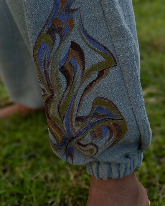 Hand-Painted Cotton Training Pants – Unisex Yoga & Travel Pants with Pockets – Artistic Taichi Loungewear