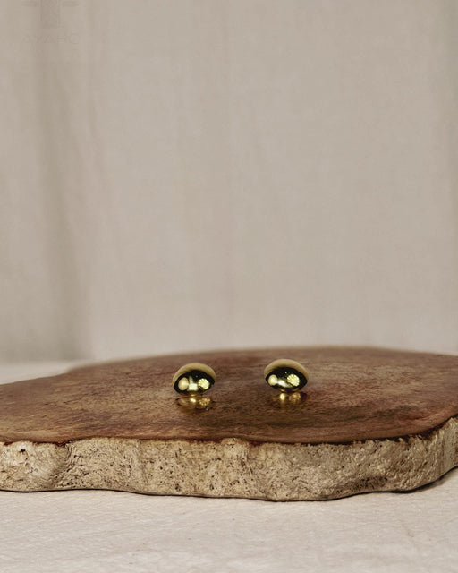 Shaman Mirror Bronze Earrings – 2cm Protective Amulet Studs – Ethnic Boho Jewelry – Tribal Spirit Gift