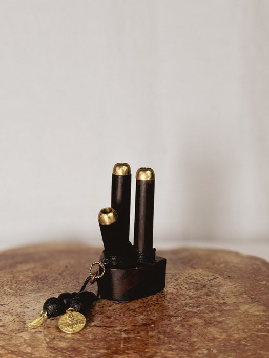 Double Pipe Ethnic Wooden Ritual Accessory